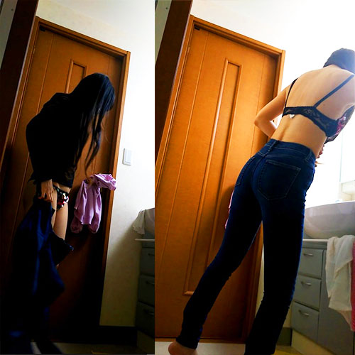 現役モデルの着替え盗撮【３日目】今回はセクシー紐パンツ！！