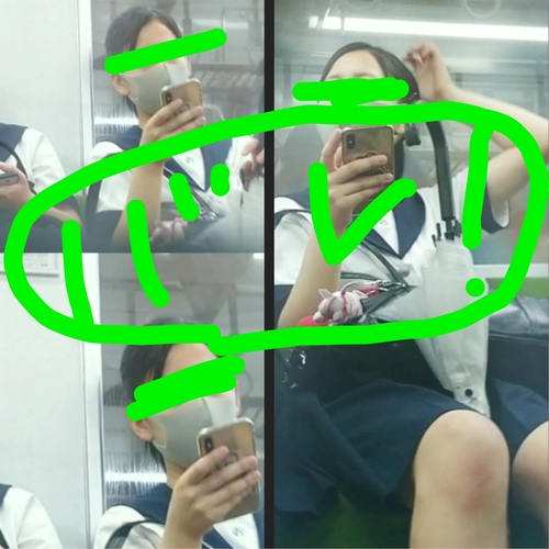 この人、覗◯てる！股◯ぱっくり学生さん、お顔豹変～～   ...