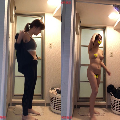 【スポーツ女子っていいよね！】ジョギング帰りの美女の着替え盗撮