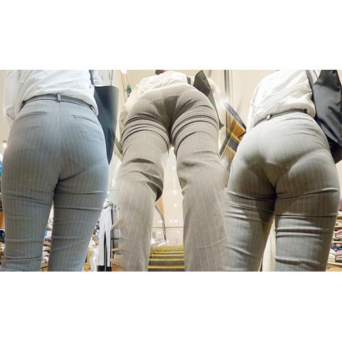 【尻ＨＤ】ストライプのパンツがタイト過ぎてパンティーライン...
