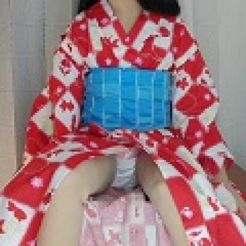 057 頑張ってみたけど適当な着付けで浴衣を