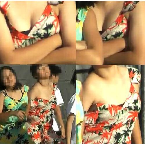 ノーブラ！？日焼け跡がエロい！おっぱい見え過ぎ！t1-82...