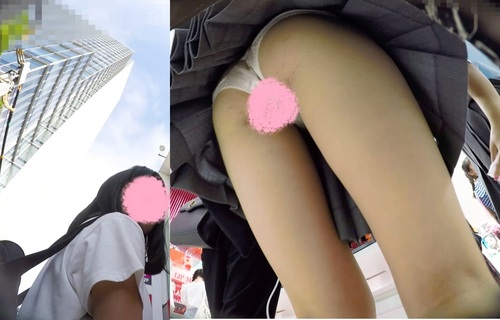 【顔出しJK②】真っ白なおぱんつ。超絶前かがみ