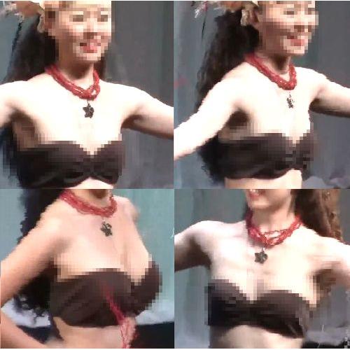 ハワイアンダンス美人巨乳☆胸が上下に動く☆乳チラ胸チラ！！...