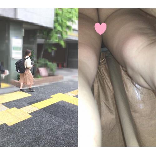 ナース様2名(ムチムチ黒T&清楚黒)逆さ撮り