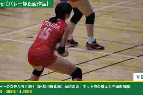 コートの女神たち＃294【5K相当静止画】伝統の赤　ネット際の構えと守備の瞬間