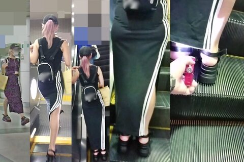 逆さの決定的瞬間！セクシー系ギャル