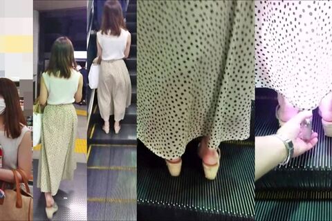 逆さの決定的瞬間！20代女子のロングスカート内