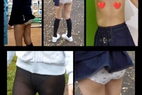 少女お外で下着姿でお散歩パンツ丸見え激ミニスカート公園や人...