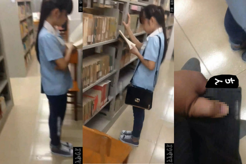 図書館でこっそりぶっかけ