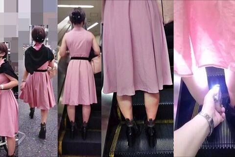 逆さの決定的瞬間！ワンピース美女