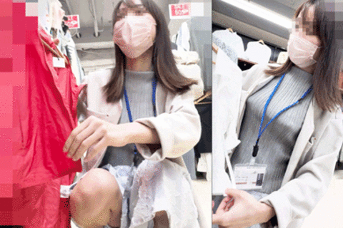 ガッ◯ー似の超美人アパレル店員♡ニットから浮き出たロケット...