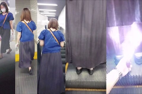 逆さの決定的瞬間！ロンスカお姉さん