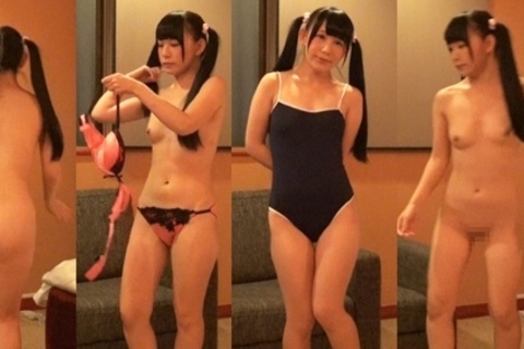 下着撮影140★アニメ声黒髪ツインテ可愛すぎ★隠し撮り★パ...