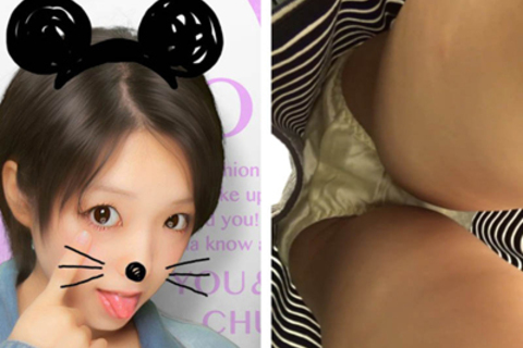 ショートカットの似合う小柄なロ☆リJDのパンツ【逆さ撮り33】