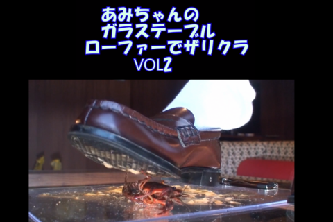 スマホ用９：１６縦編あみちゃんのガラステーブル、ローファー...