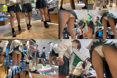 【４１分】有名校JK　美脚ローアングルショッピング　その２