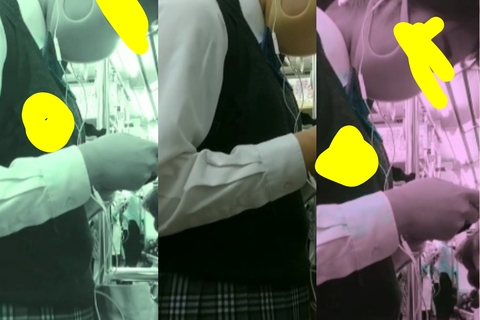 乗客に盗◯ばれ！？学生さんを痴◯逃げ～、みたいな光景(P販...