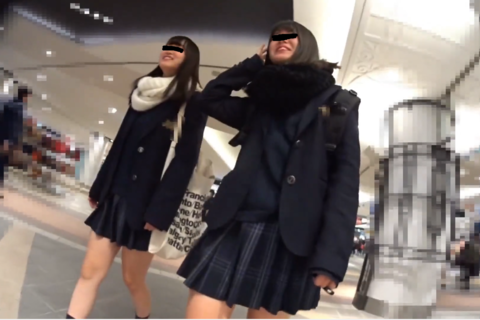 【追尾】最高級JKストーキング　追いパンチラ　その3