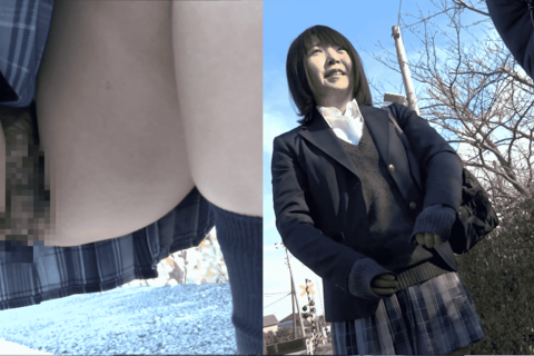 制服美少女のスカートを覗いてみたらまさかのノーパンだった！