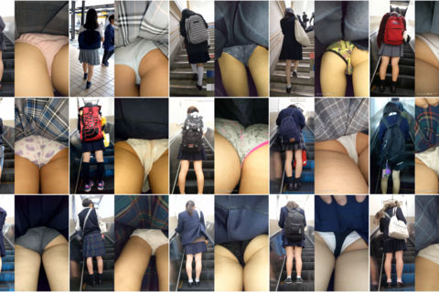 制服スカートをめくり上げるルーティン