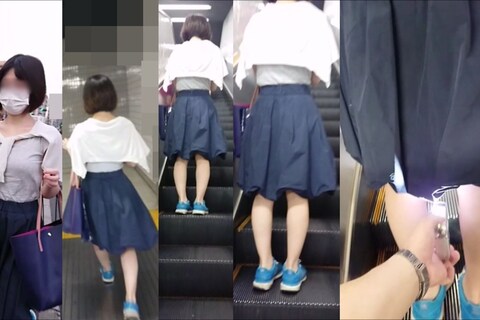 逆さの決定的瞬間！（奥様のスカート内事情