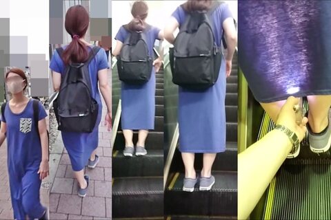 逆さの決定的瞬間！ポニーテール・リュック・ロンスカ・スニー...