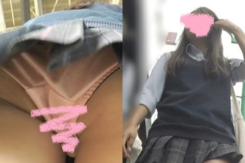 [制服JK17]締まった小ぶりなお尻のピンクパンティ+[1...