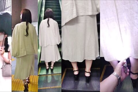 逆さの決定的瞬間！髪の長い綺麗なお姉さんは食い込むパンティを好む