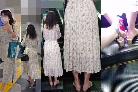 逆さの決定的瞬間！雨の日に傘を持っていたロンスカの女性