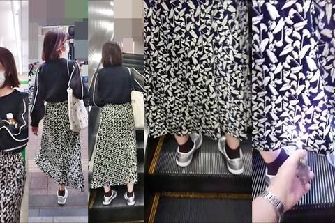 逆さの決定的瞬間！落ち着きのない女性