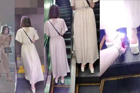 逆さの決定的瞬間！白色系ロンスカのお姉さん