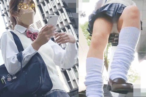 【ルーズ×青チェ♡最高美少女】【前面ローアングル激写成功＆...