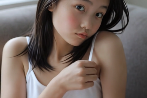 ソファーで黒髪で白の下着姿で微笑む女性達を撮った動画