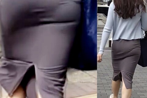 SS級□丸の内のOLさん追跡□尻肉が揺れる透ける