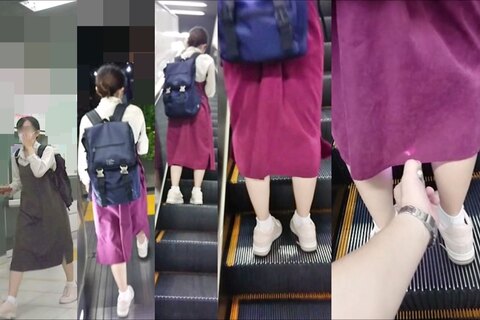 逆さの決定的瞬間！善人そうな女性