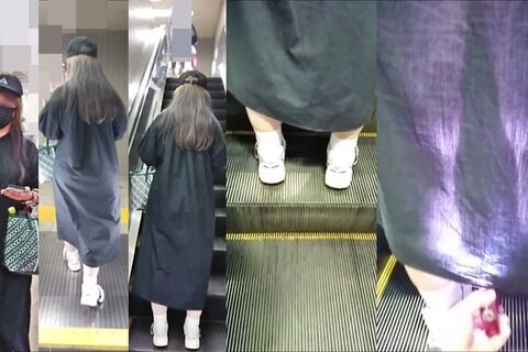 逆さの決定的瞬間！20代ワンピース女子の白P