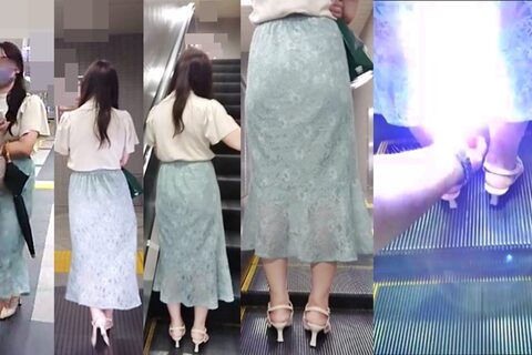 逆さの決定的瞬間！綺麗系ロンスカお姉さんの生P