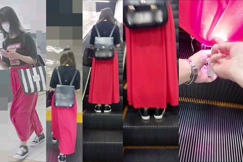 逆さの決定的瞬間！ストッキング女子