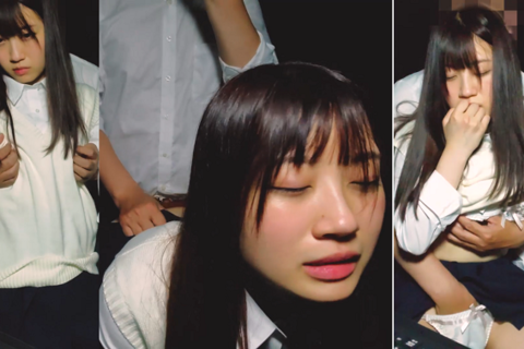 声を必死に抑える制服ちゃん。快楽には勝てず