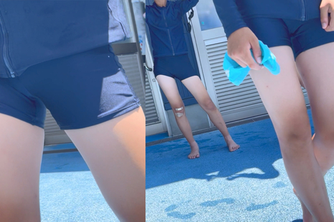 FHD　○の生脚とお股　スクール水着で股間が目の前♡　035　プール授業