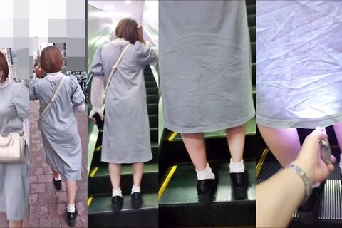 逆さの決定的瞬間！膝丈ワンピース