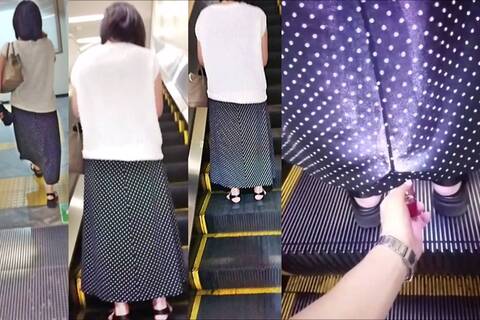 逆さの決定的瞬間！おばさん